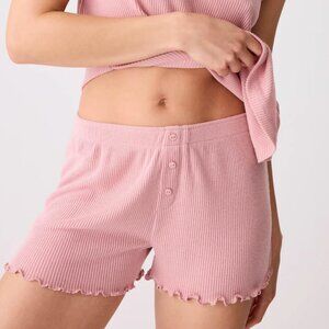 🌸 PJ Salvage Dusty Pink Brushed Rib Knit Sleep Shorts – Size XS 🌸